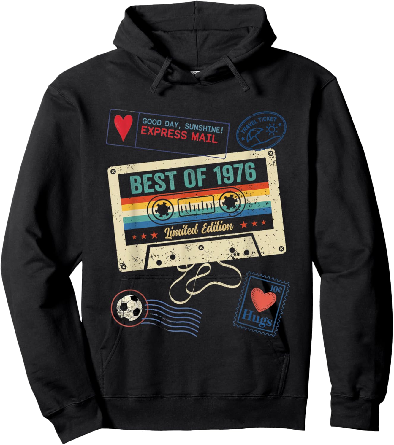 50th Birthday Celebration Vintage Soccer Fan Retro 80s Hoodie - Hoodie | Black
