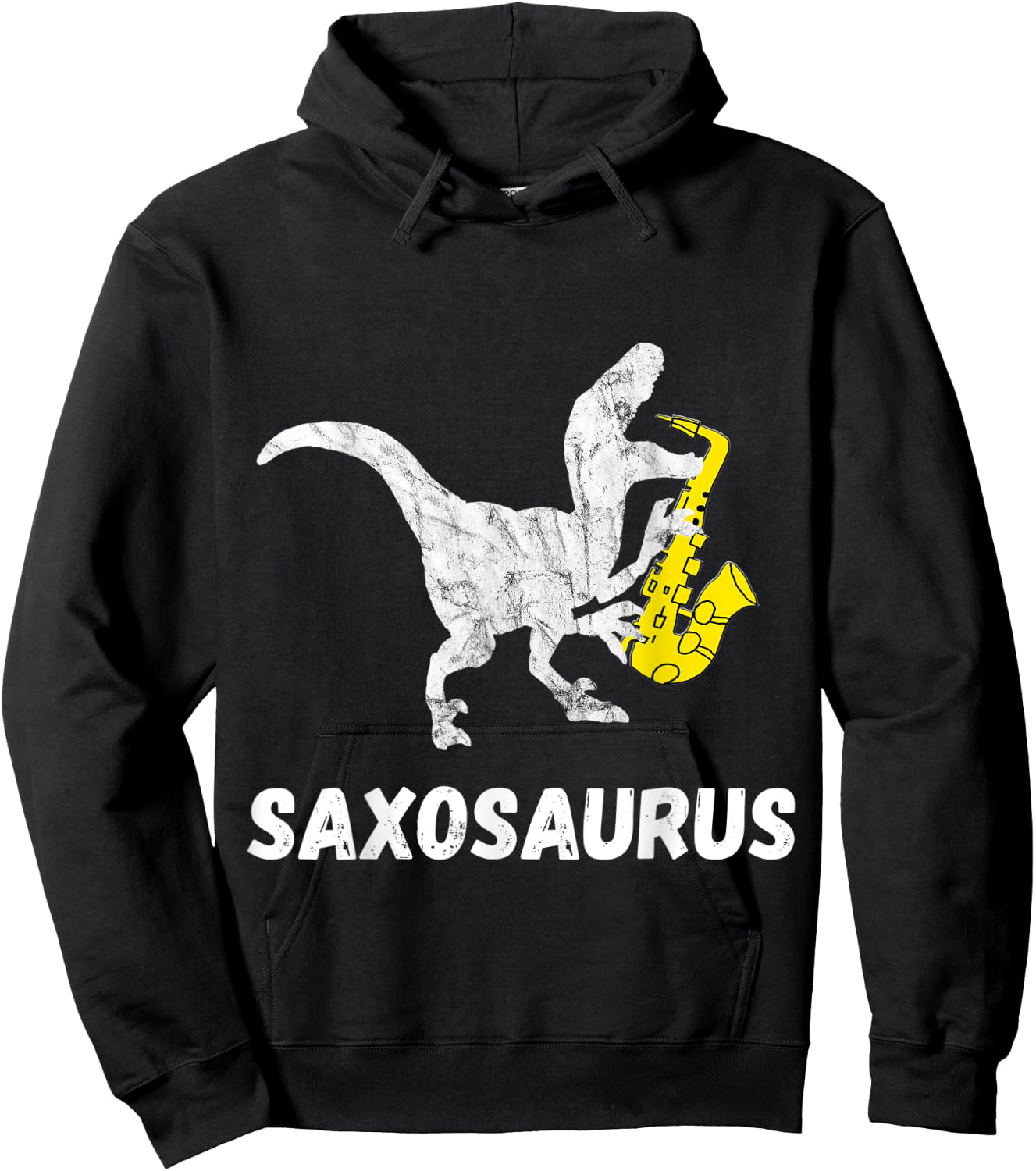 Cool Sax Saxophone Jazz Music Instrument Dinosaur Funny Saxophone T-Rex Hoodie - Hoodie | Black