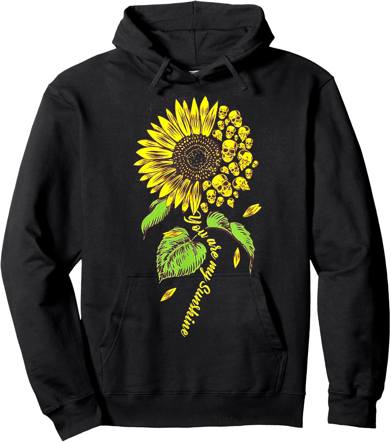 You Are My Sunshine Skull Sunflower Hoodie - Hoodie | Black