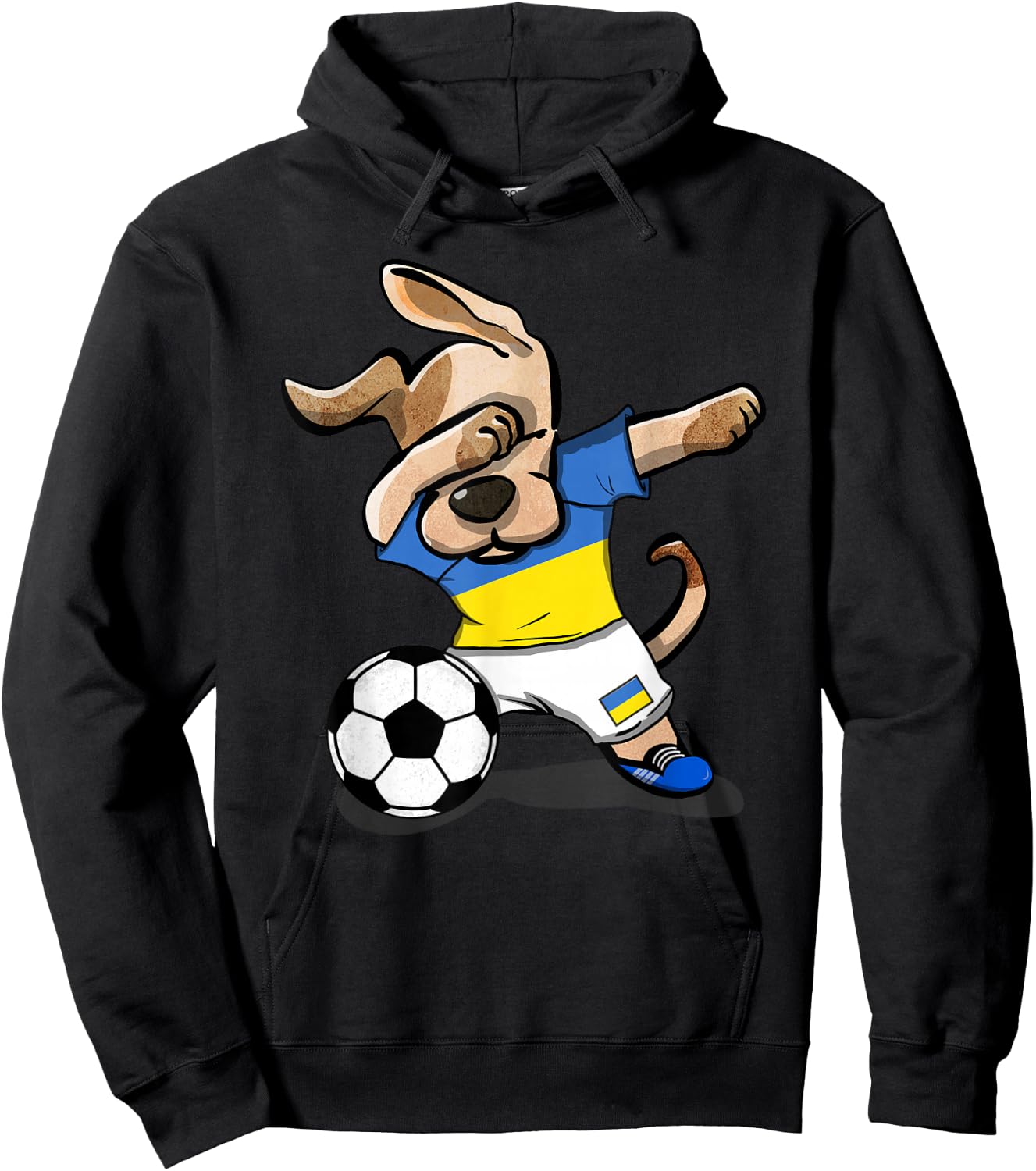 Dabbing Dog Ukraine Soccer Fans Jersey Ukrainian Football Hoodie - Hoodie | Black