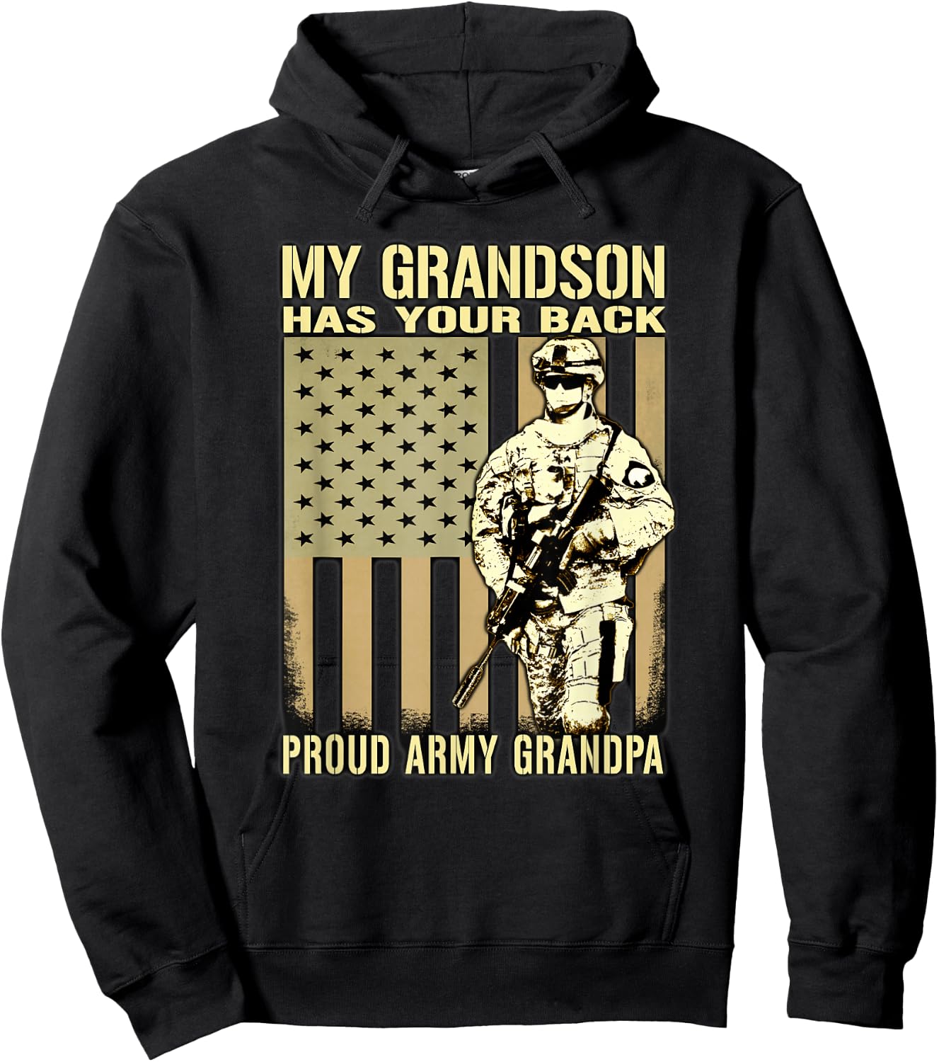 My Grandson Has Your Back - Proud Army Grandpa Military Gift Hoodie - Hoodie | Black