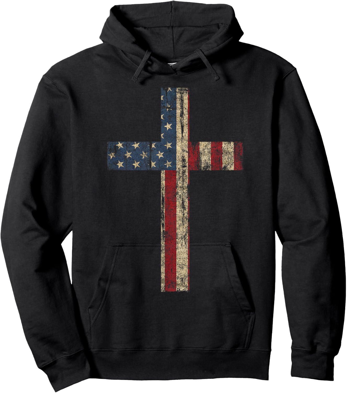 PATRIOTIC CROSS - American Flag Faith US Independence Day Men Hoodie - Hoodie | Black