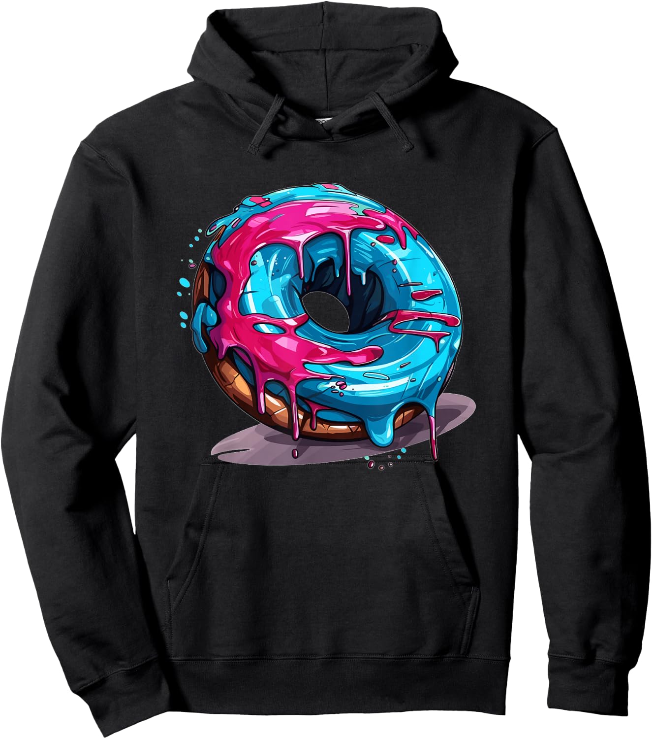 Colorful Drippy Donut Hoodie - Hoodie | Black