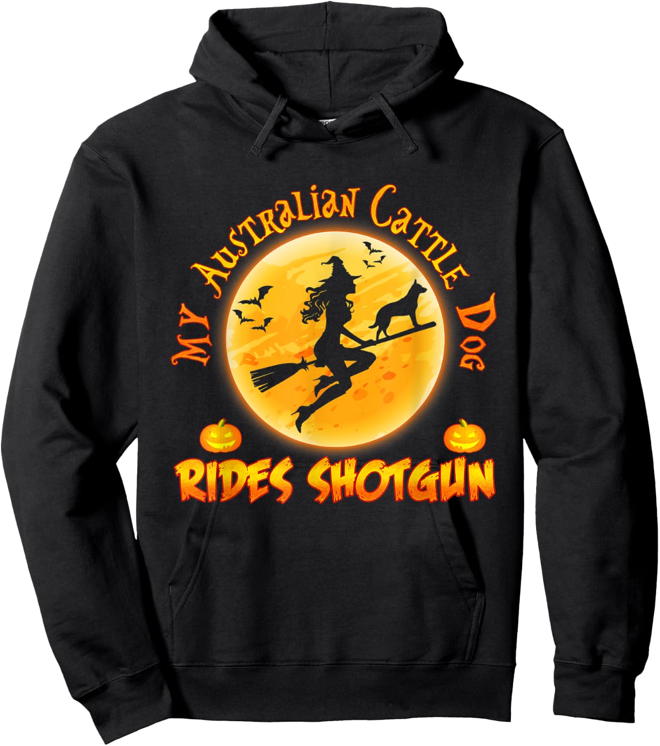 My Australian Cattle Dog Rides Shotgun Halloween Costumes Hoodie - Hoodie | Black