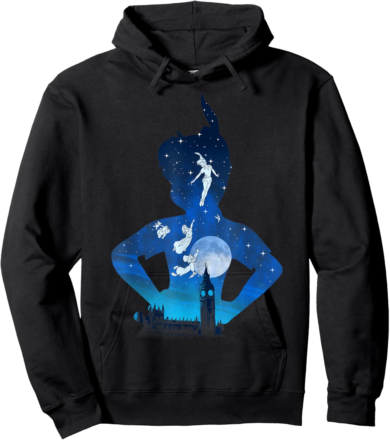 Disney Peter Pan Midnight London Flight Silhouette Fill Hoodie - Hoodie | Black