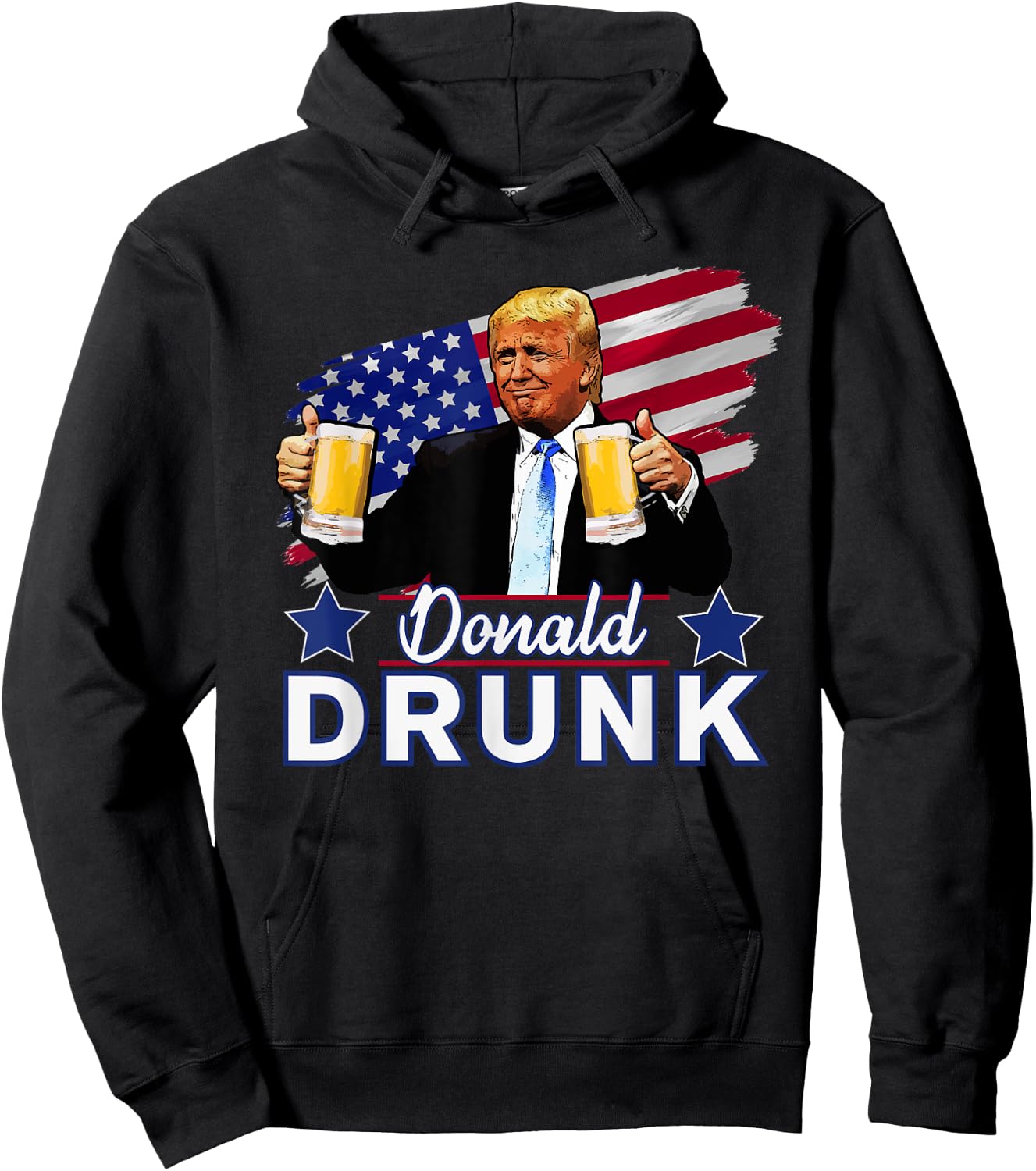 Donald Drunk - Trump 4th of July Funny Drinking Presidents Hoodie - Hoodie | Black