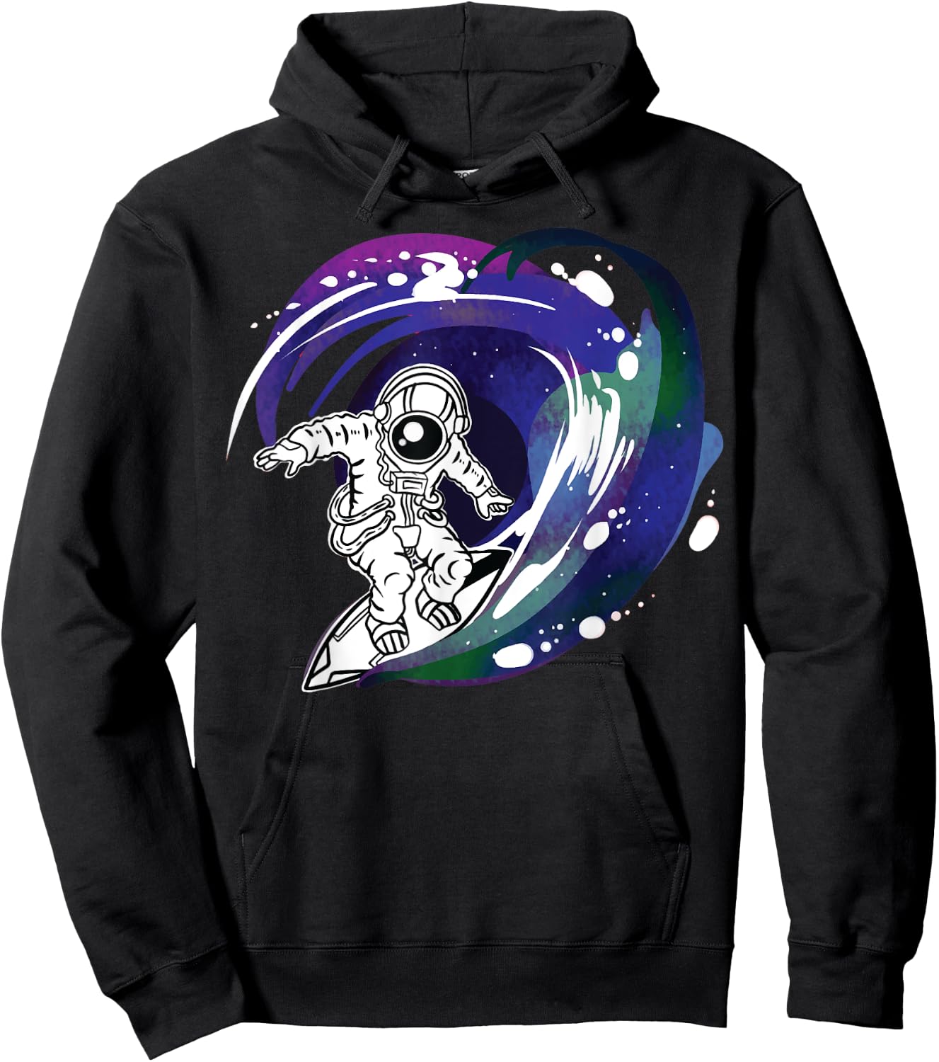 Outer Space Surfer Men's Surfing in Universe Galaxy Hoodie - Hoodie | Black