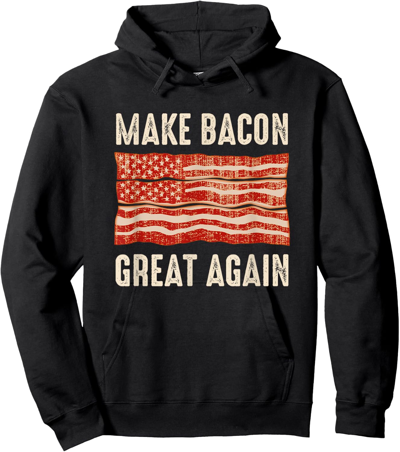 Make Bacon Great Again Funny BBQ Bacon Flag Hoodie - Hoodie | Black