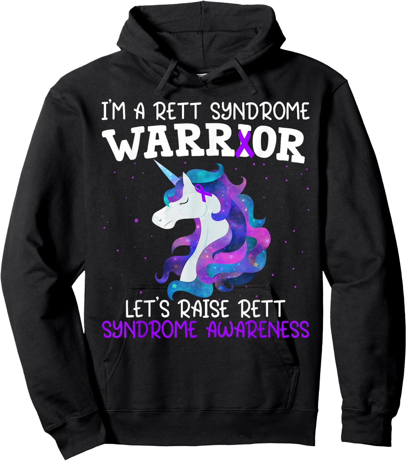 Unicorn Rett Syndrome Warrior Gift Rett Syndrome Awareness Hoodie - Hoodie | Black