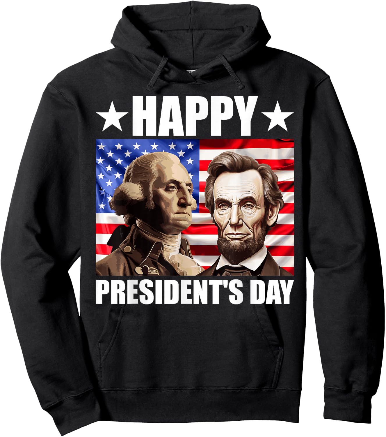 Retro Washington Lincoln American Flag Happy President's Day Hoodie - Hoodie | Black