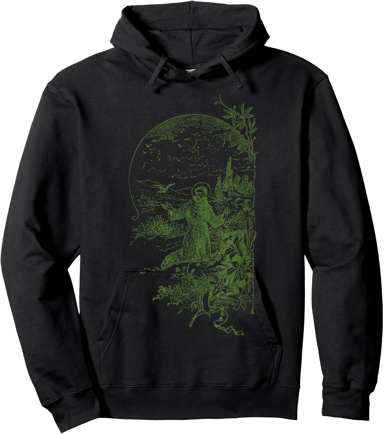 St Francis of Assisi Vintage Saints Catholic Ecology Animals Hoodie - Hoodie | Black