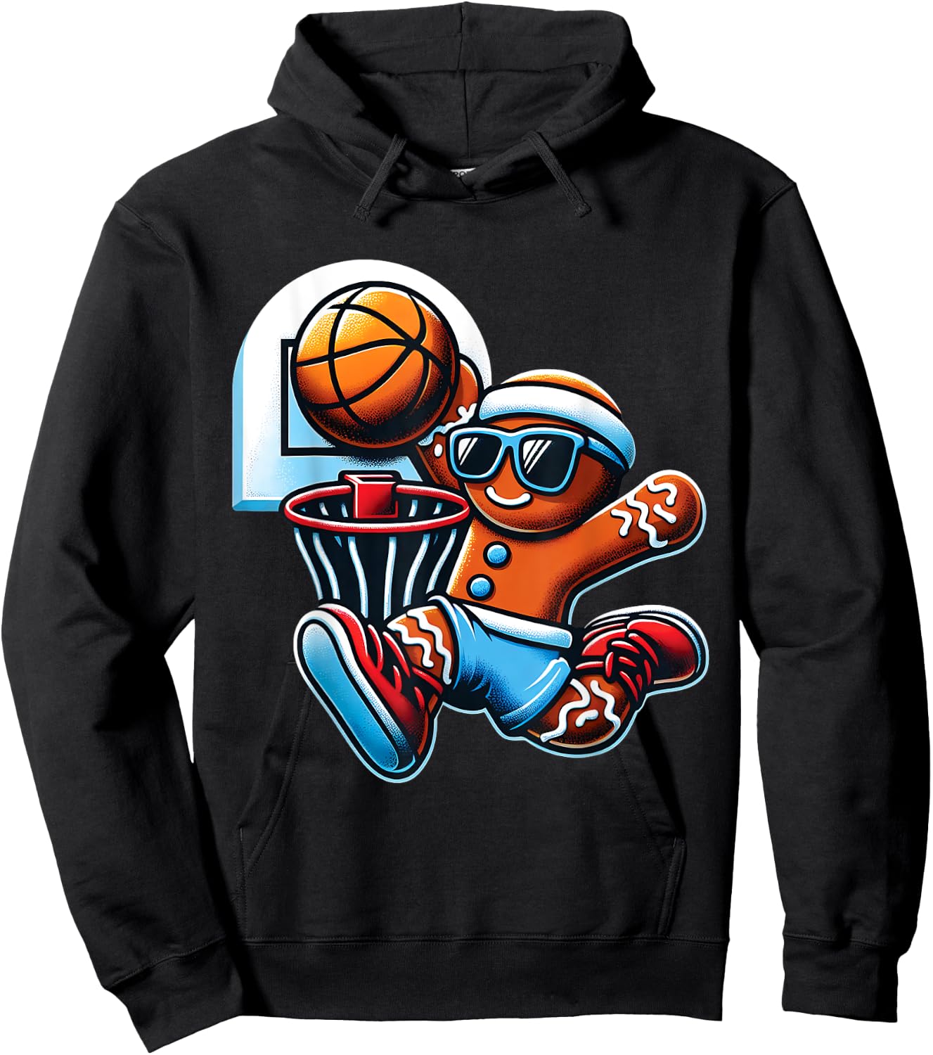 Christmas Gingerbread Basketball Christmas Boys Hoodie - Hoodie | Black