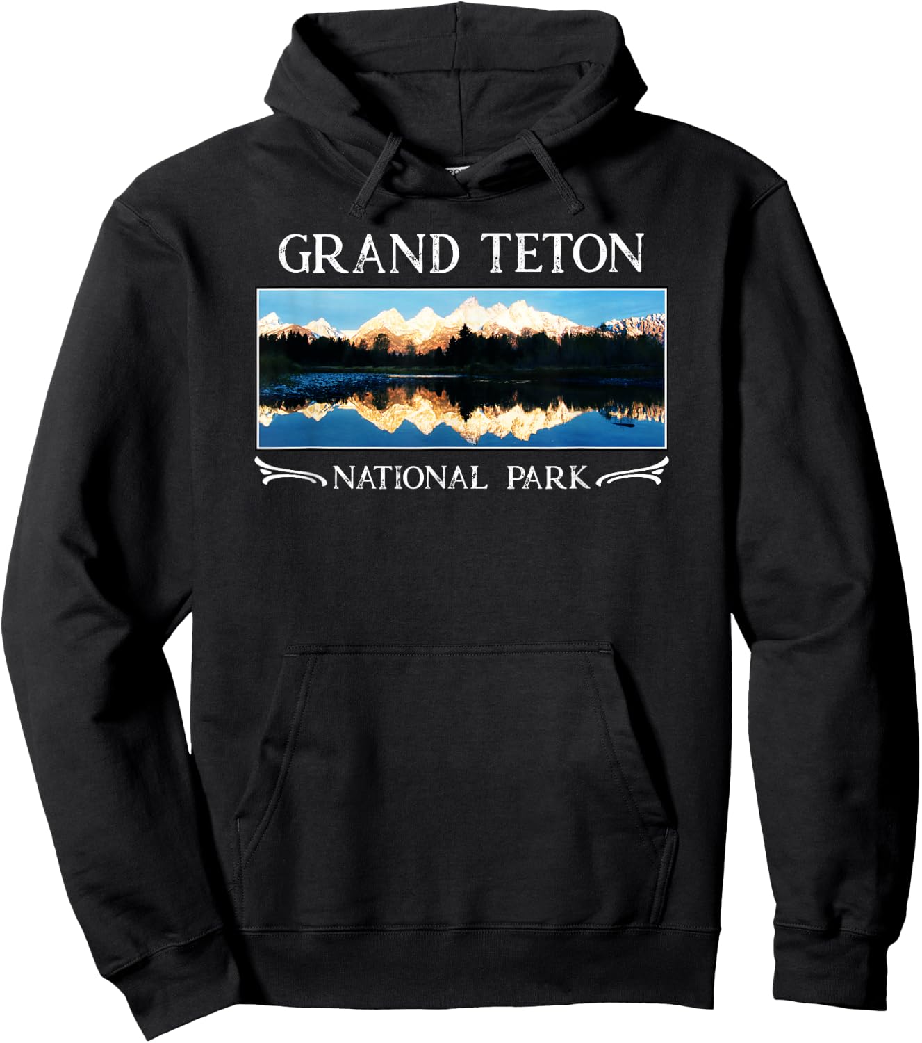 Grand Teton National Park T Shirt | Wyoming T Shirt Hoodie - Hoodie | Black