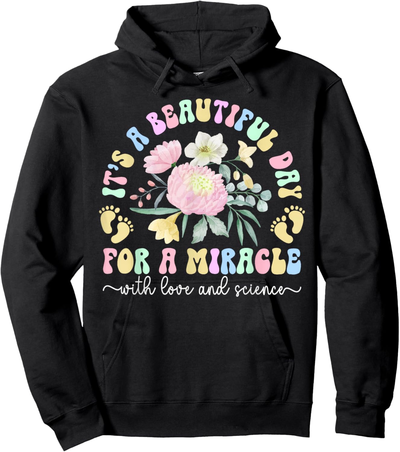 IVF Mom Embryo Transfer Day IVF Transfer Day Groovy Hoodie - Hoodie | Black