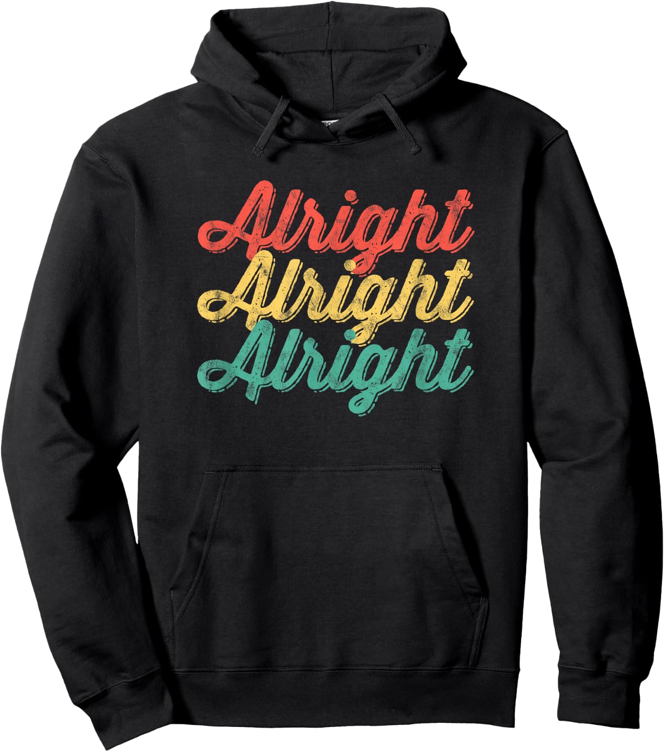 Alright Retro 70's Distressed Vintage Classic Seventies Hoodie - Hoodie | Black