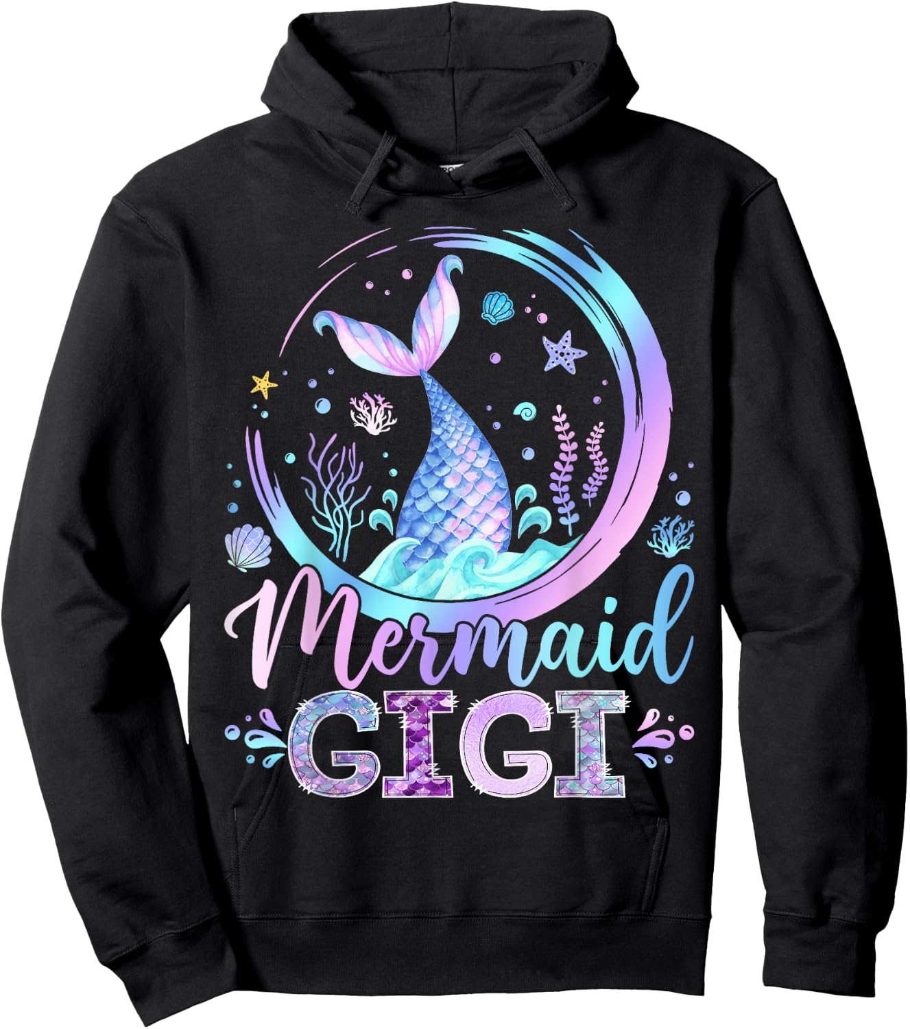 Mermaid Gigi Family Matching Girl Birthday Party Hoodie - Hoodie | Black