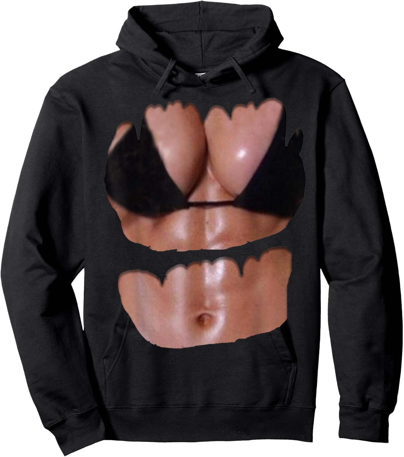 Fake Abs T Shirt Funny Bikini Body Muscle Six Pack 3D Hoodie - Hoodie | Black