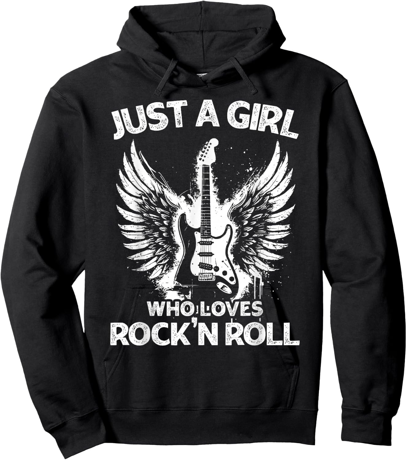 Just A Girl Who Loves Rock And Roll Rock Band Guitar Concert Hoodie - Hoodie | Black