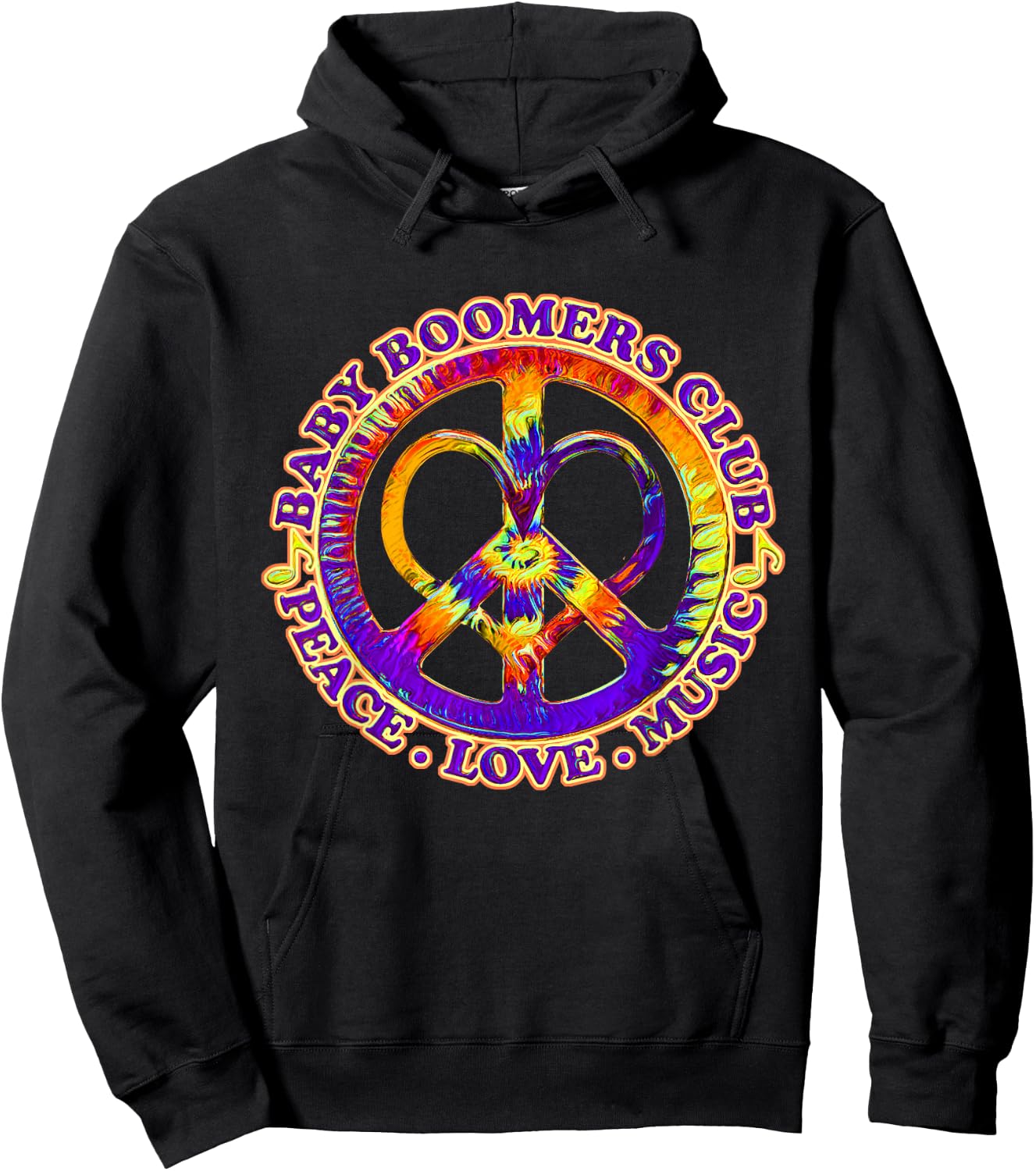 Baby Boomers Retro Vintage Peace Love Hoodie - Hoodie | Black
