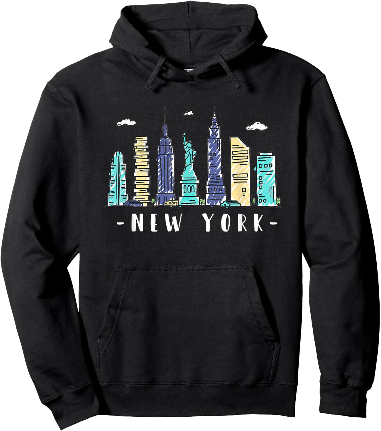 New York Skyline NYC NY City USA America Souvenir Gift Hoodie - Hoodie | Black