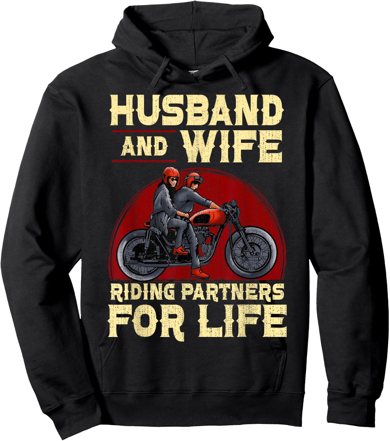 Biker Husband Wife Matching Couple Anniversary Motorcycle Hoodie - Hoodie | Black