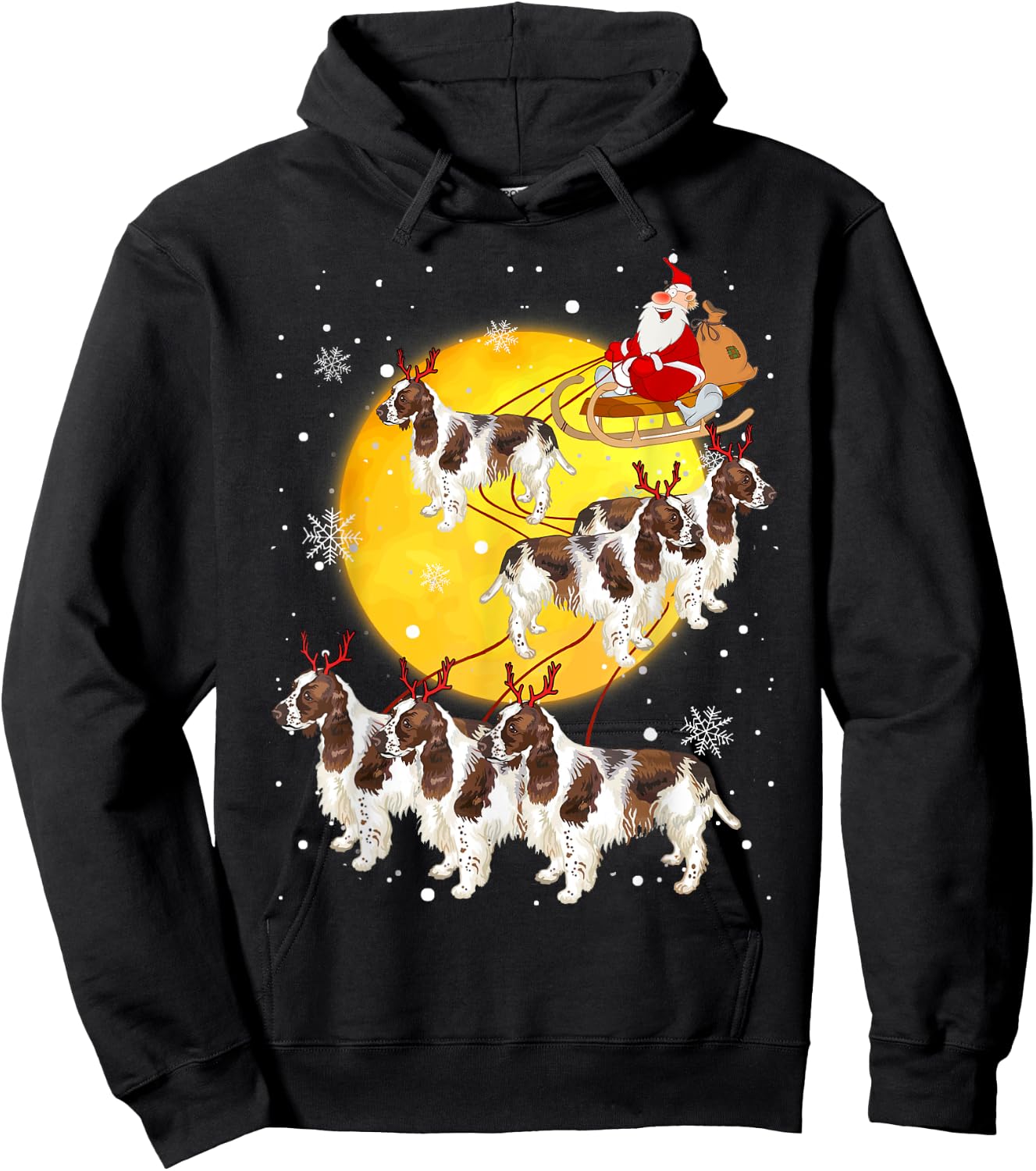 English Springer Spaniel Reindeer Christmas Dog Lover Gifts Hoodie - Hoodie | Black