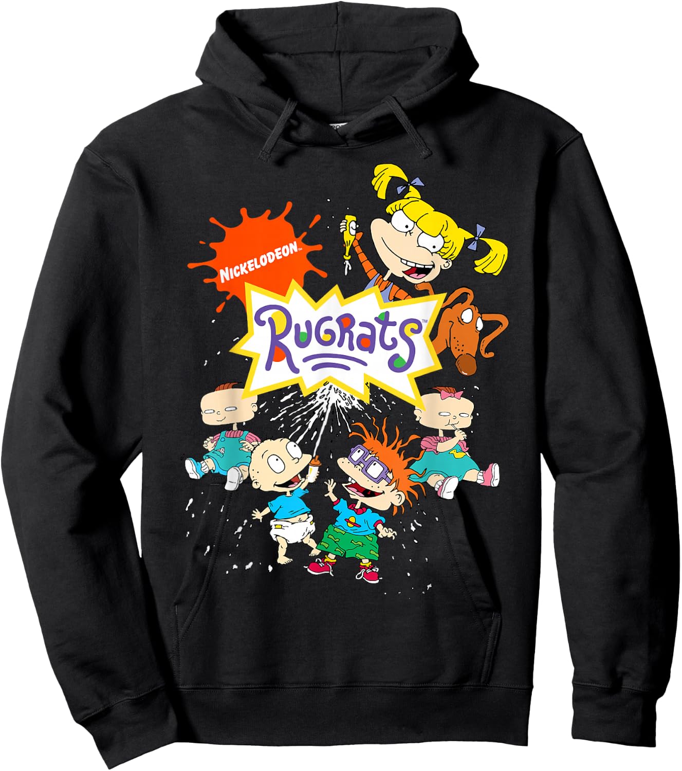 Rugrats Logo with Nick Logo and Rugrats Characters Small Hoodie - Hoodie | Black