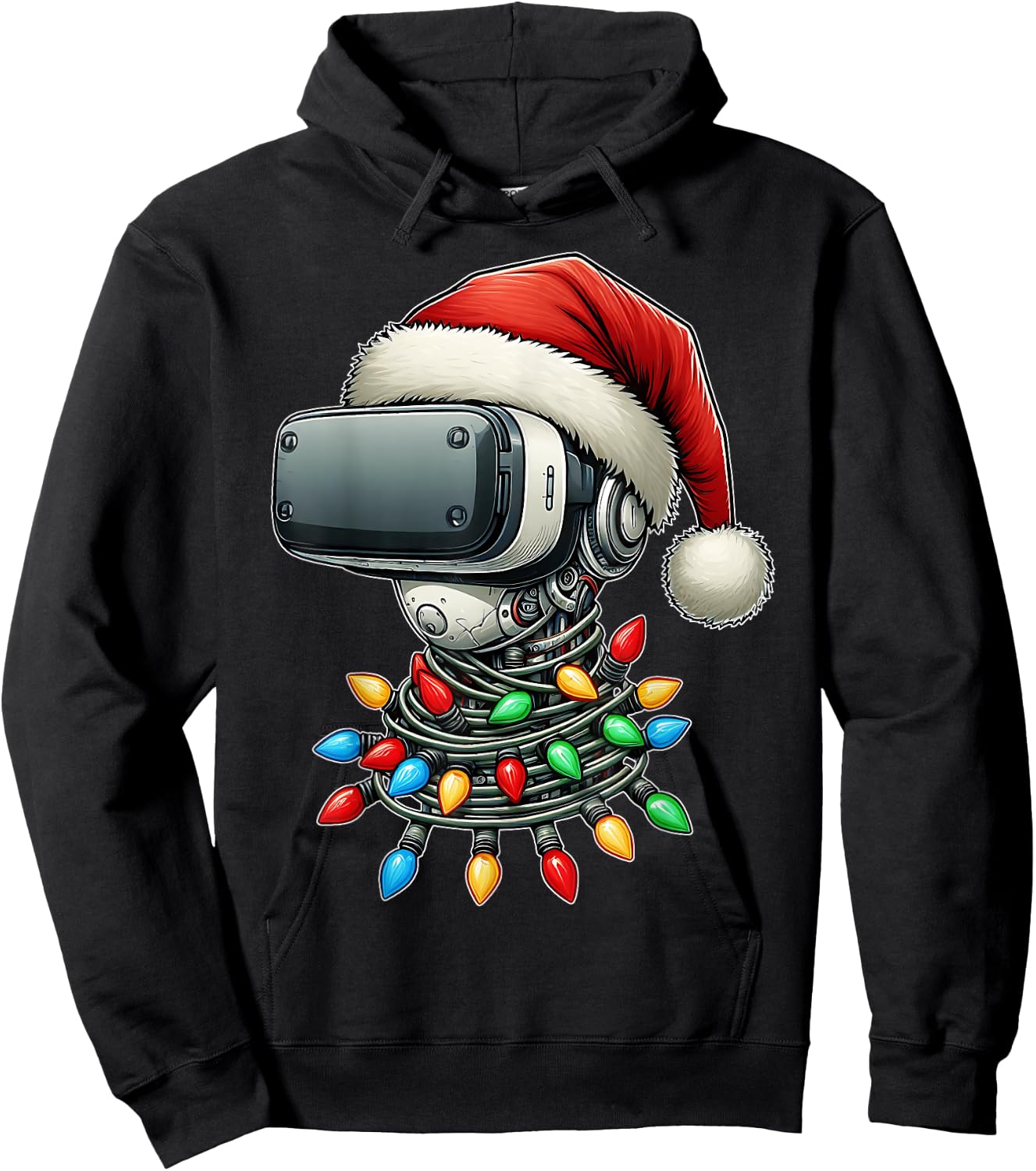 Virtual Reality VR Player Video Gaming Christmas Hat Xmas Hoodie - Hoodie | Black