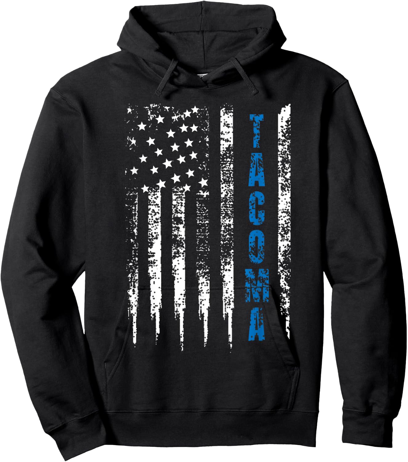 Tacoma Blue Line Police Designs Co. Blue Line Tacoma Distressed National Police Week Adult Black Hoodie - Hoodie | Black