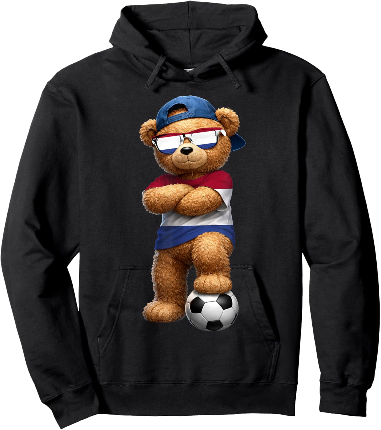 Dutch Flag Teddy Player Sports Outfit for Netherlands Hoodie - Hoodie | Black