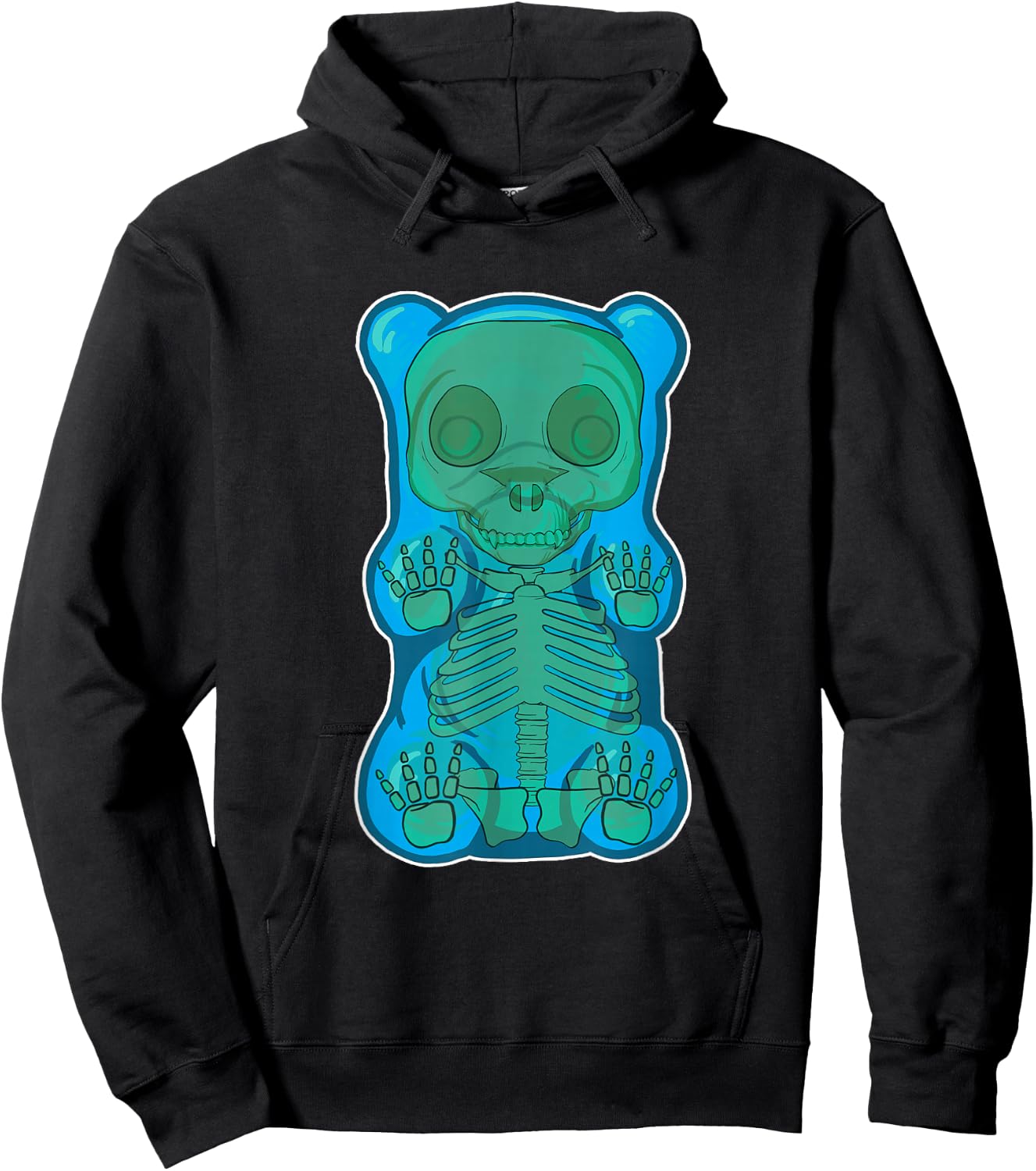Classic Blue GUMMY BEAR Skeleton Anatomy halloween Hoodie - Hoodie | Black