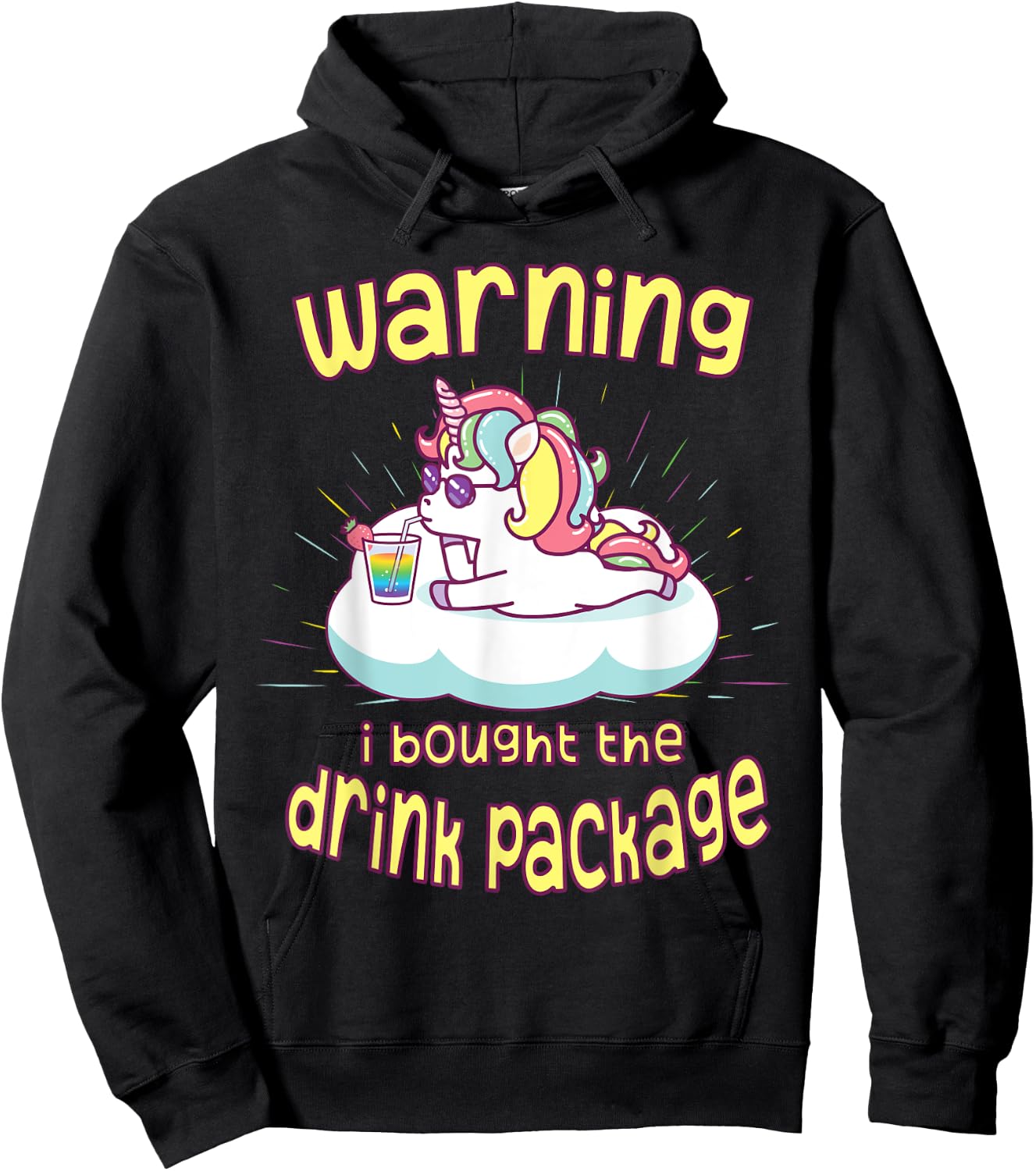 Warning I Bought the Drink Package Funny Cruise Ship Unicorn Hoodie - Hoodie | Black