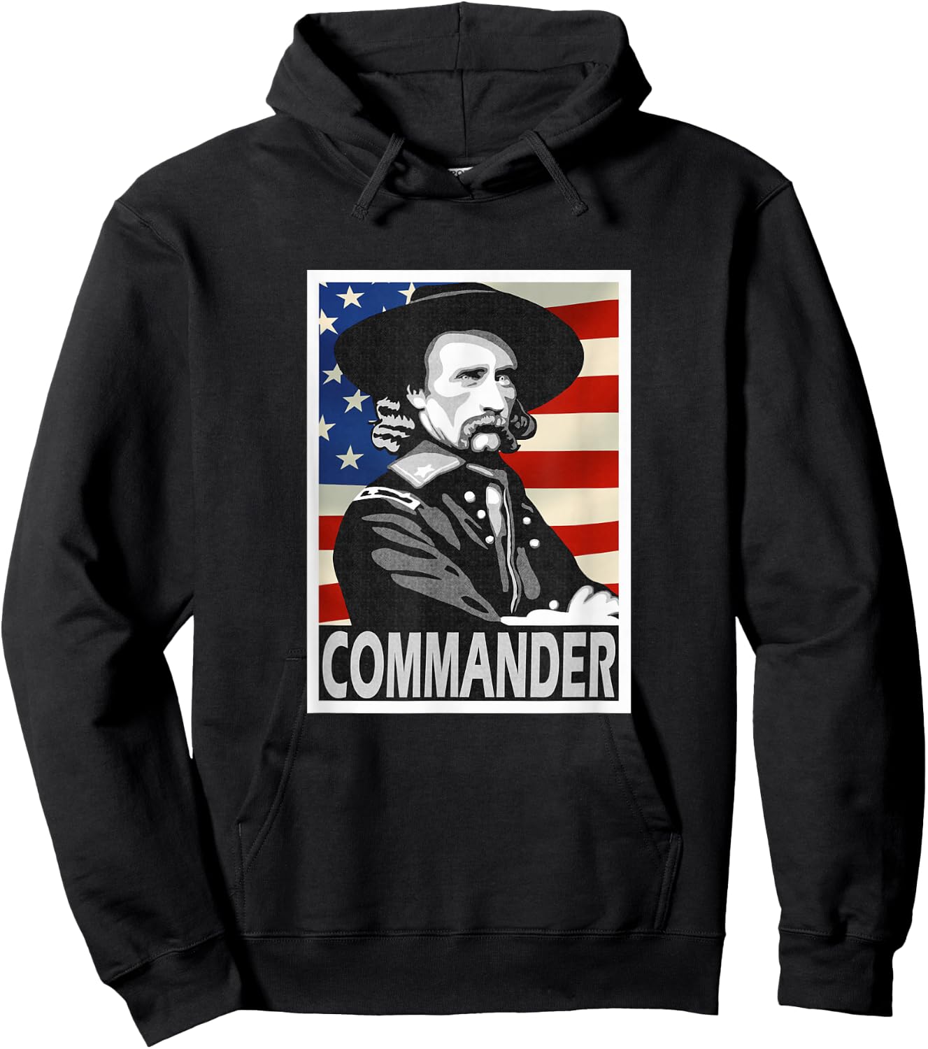 George Armstrong Custer Commander Poster Style Hoodie - Hoodie | Black