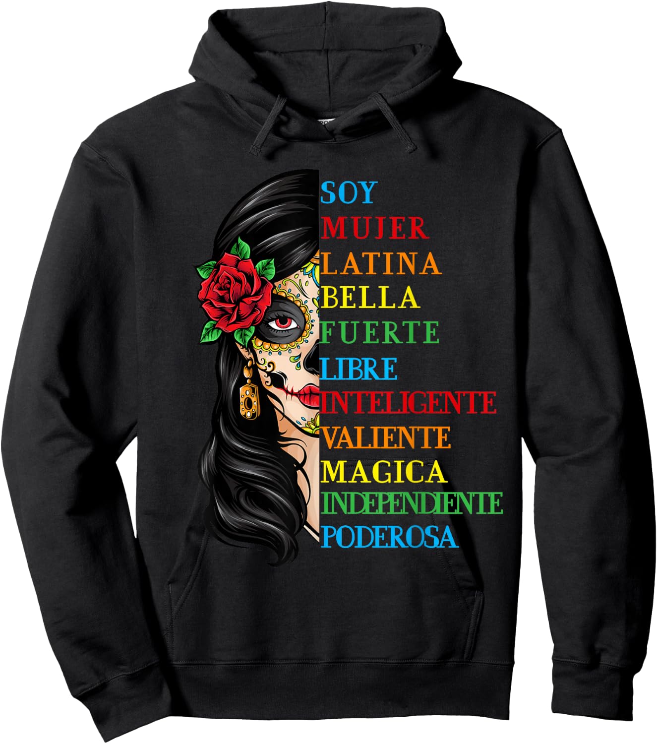 Soy Mujer Latina Fuerte Independiente Chingona Mujer Latina Hoodie - Hoodie | Black