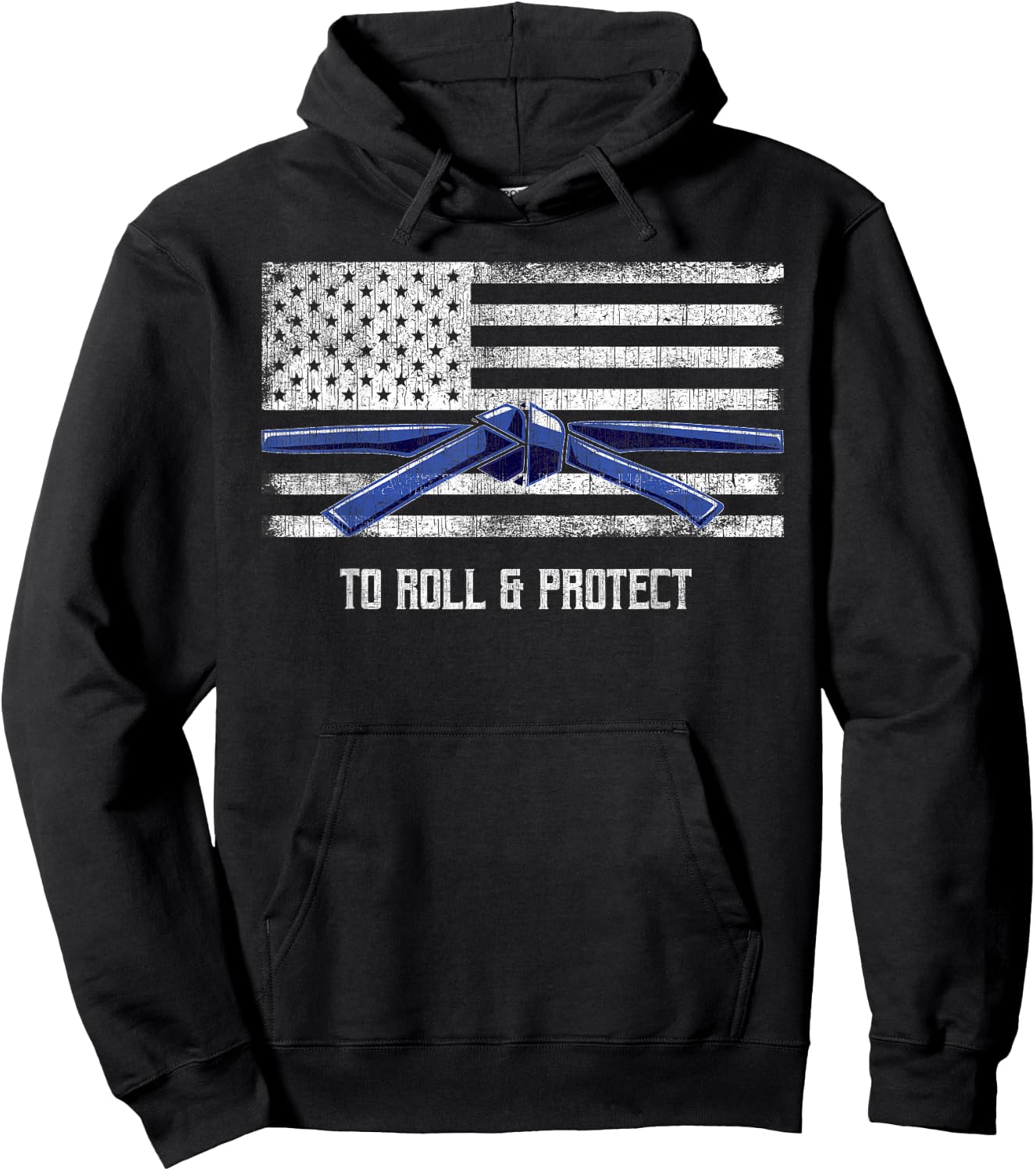 Distressed Police Thin Blue Line BJJ MMA Jiu Jitsu shirt Hoodie - Hoodie | Black
