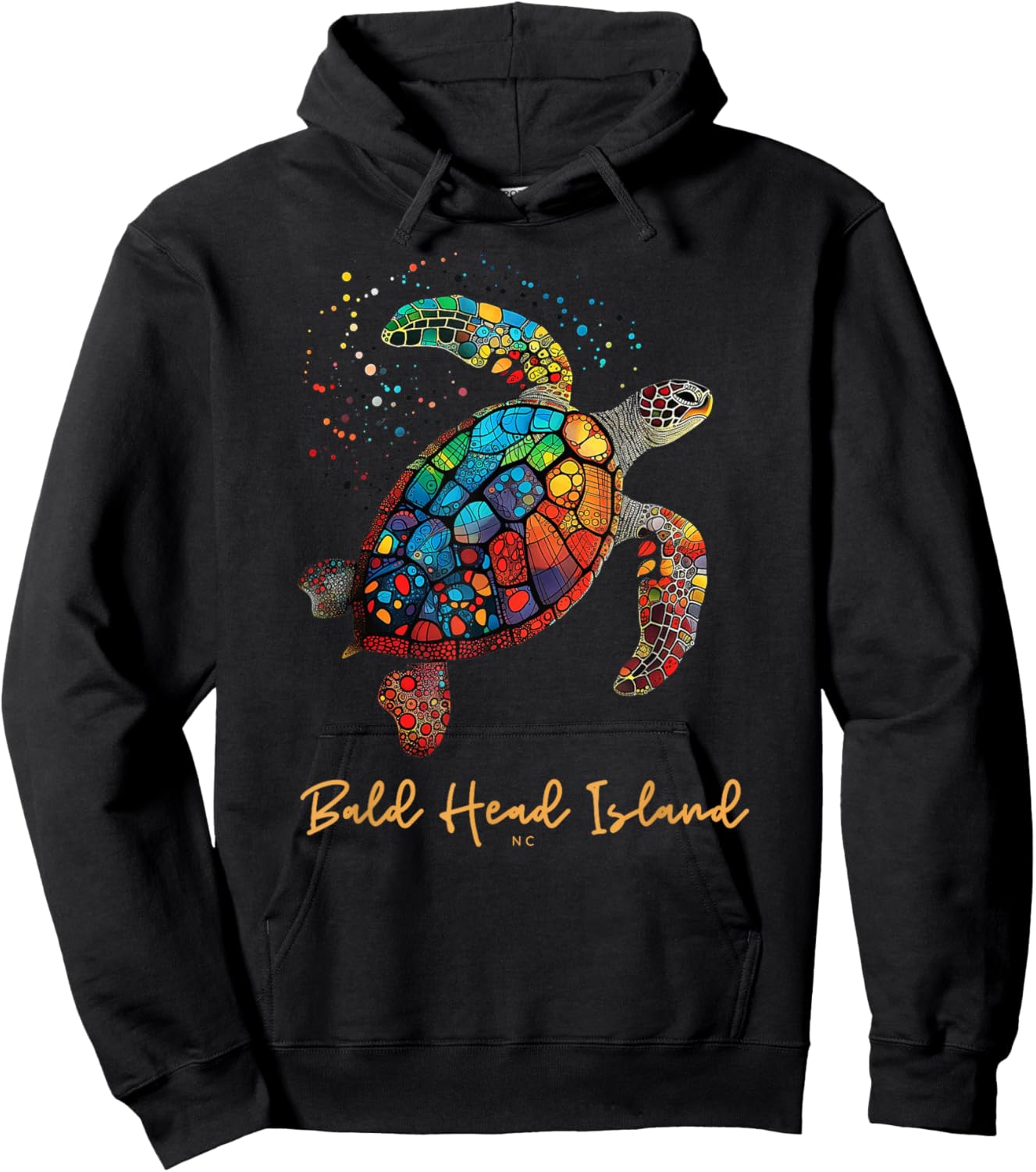 Bald Head Island NC Beach Vacation Vintage Sea Turtle Hoodie - Hoodie | Black