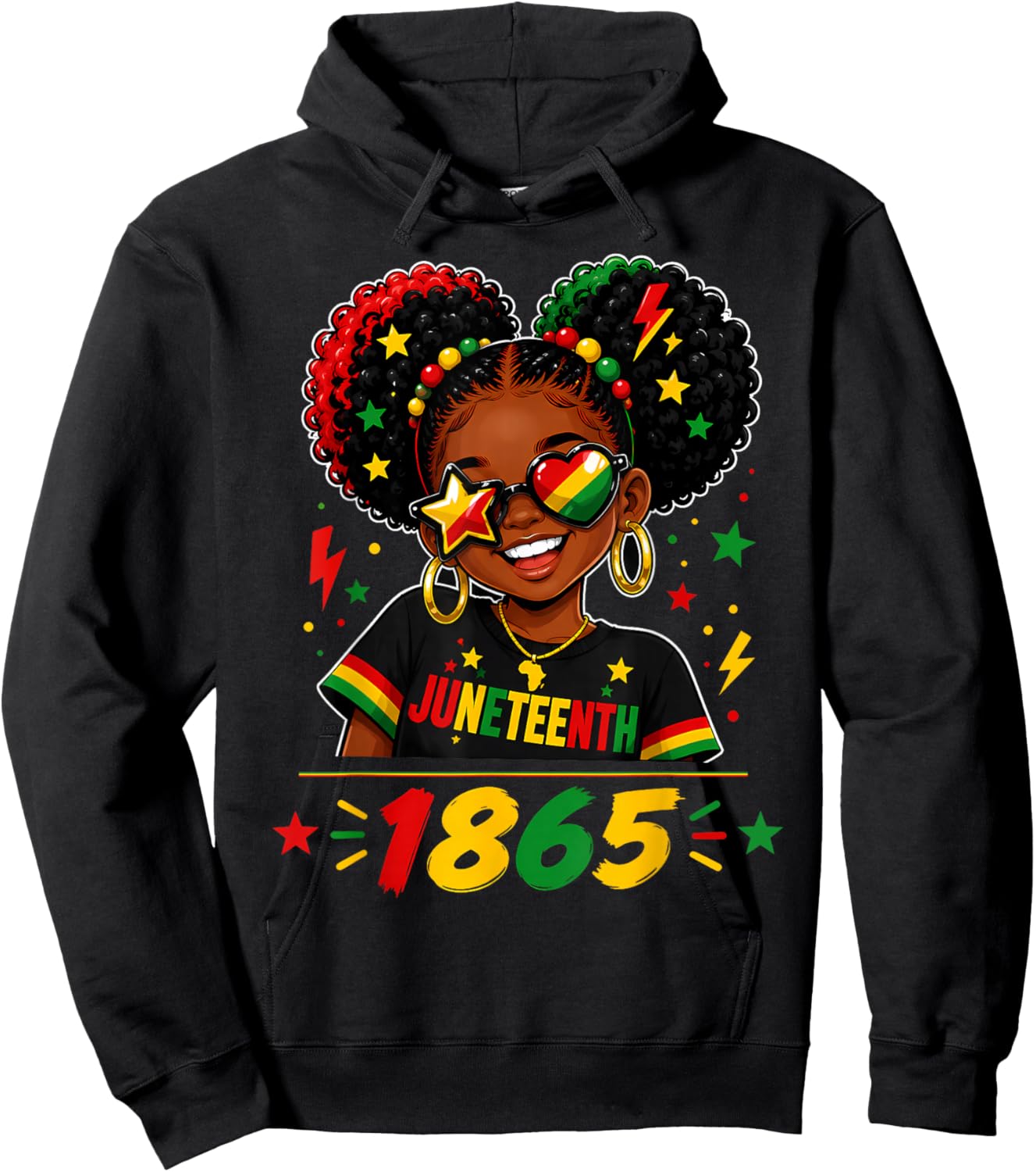 Juneteenth Shirts Girls June 19th 1865 African American Girl Hoodie - Hoodie | Black