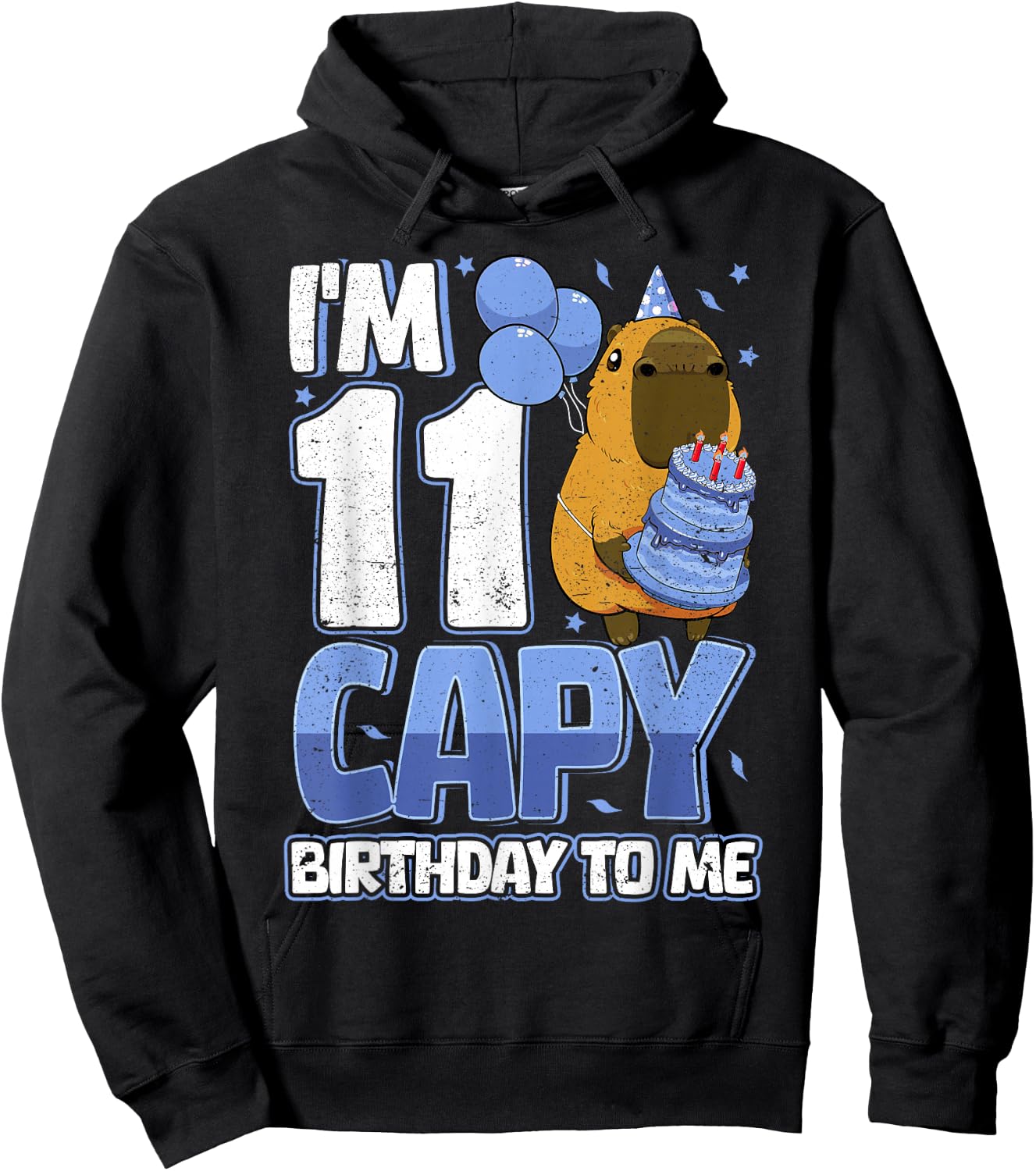 11 Years Capy Birthday to me Boys 11th Birthday Capybara Hoodie - Hoodie | Black