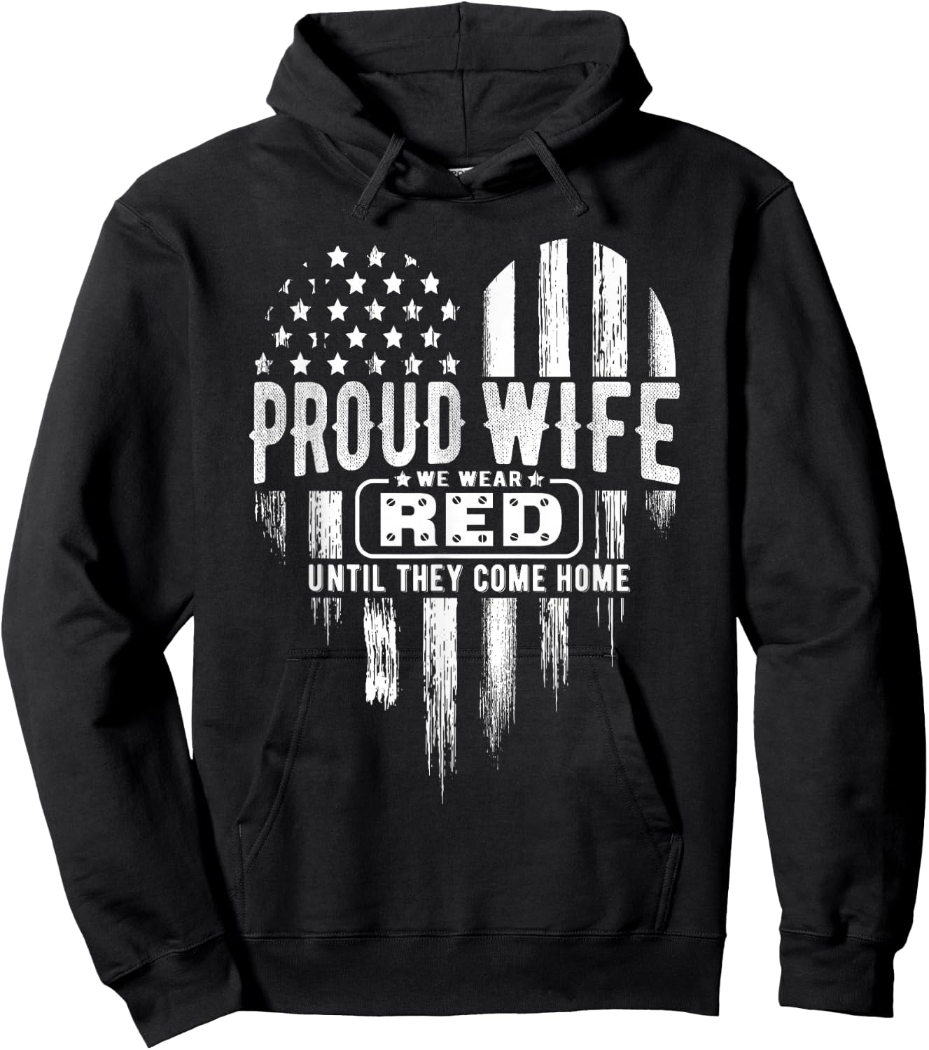 Proud Wife Red Friday Military Family American Flag Heart Men Hoodie - Hoodie | Black