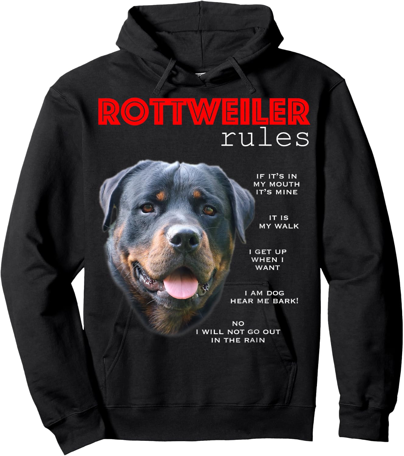 Funny Rules for the Owner of a Rottweiler Hoodie - Hoodie | Black