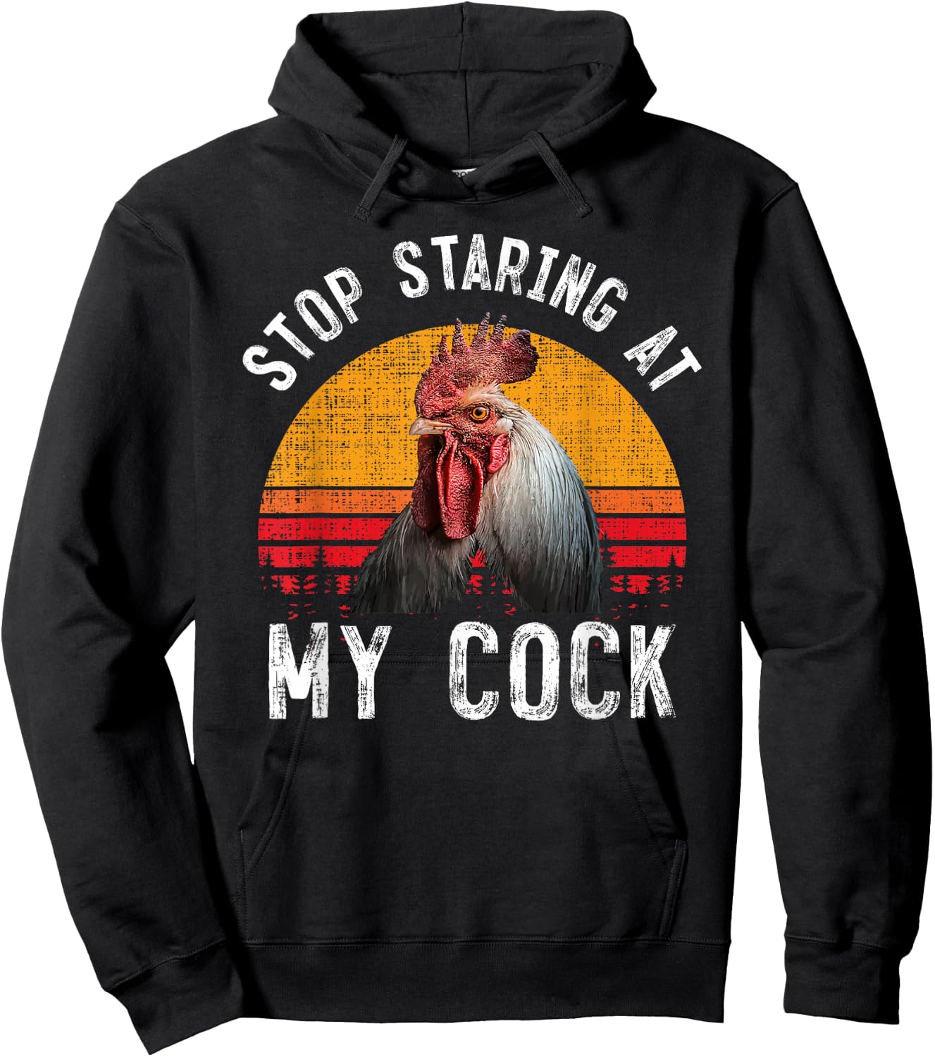 Funny Chicken Rooster Stop Staring At My Cock Gift Hoodie - Hoodie | Black