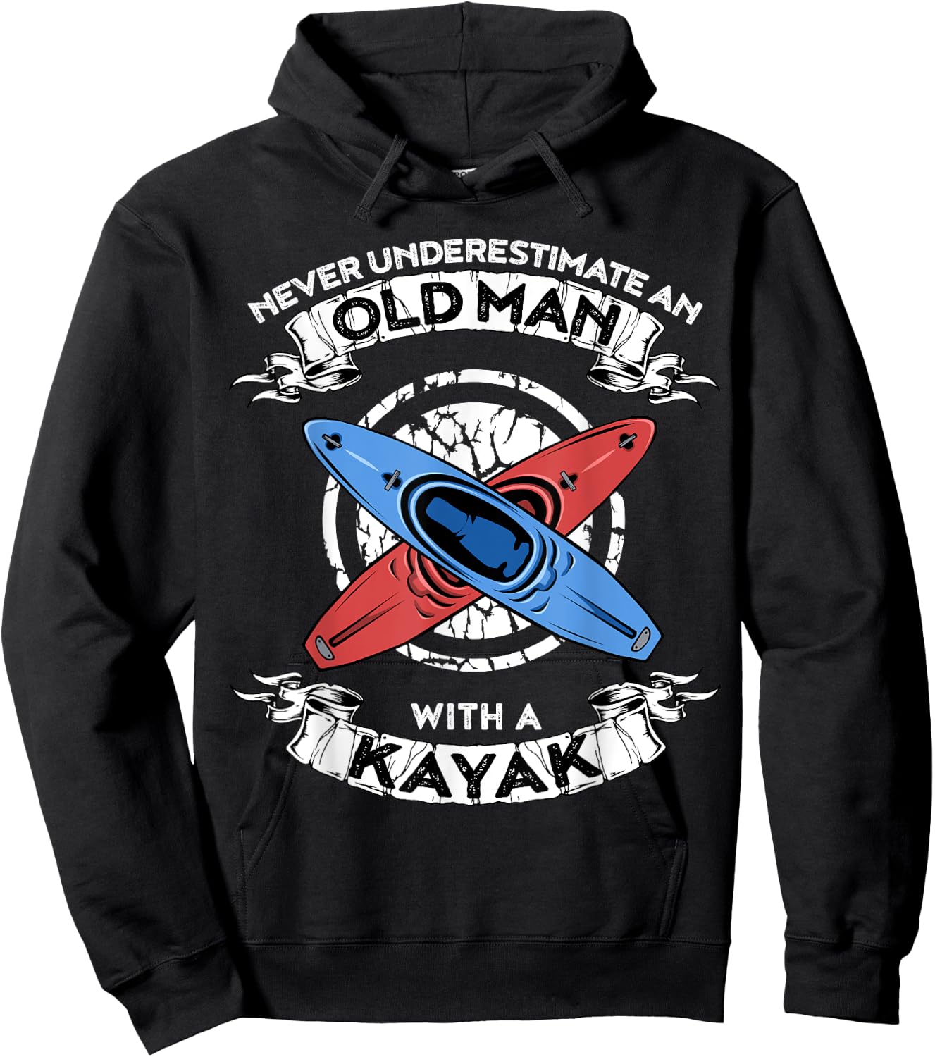 Never underestimate an old man with a kayak Hoodie - Hoodie | Black