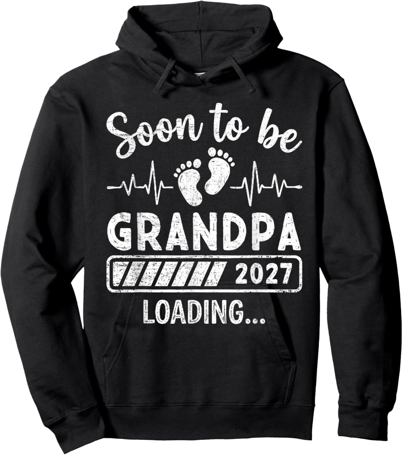 Retro Soon to Be Grandpa 2027 Loading Pregnancy Announcement Hoodie - Hoodie | Black