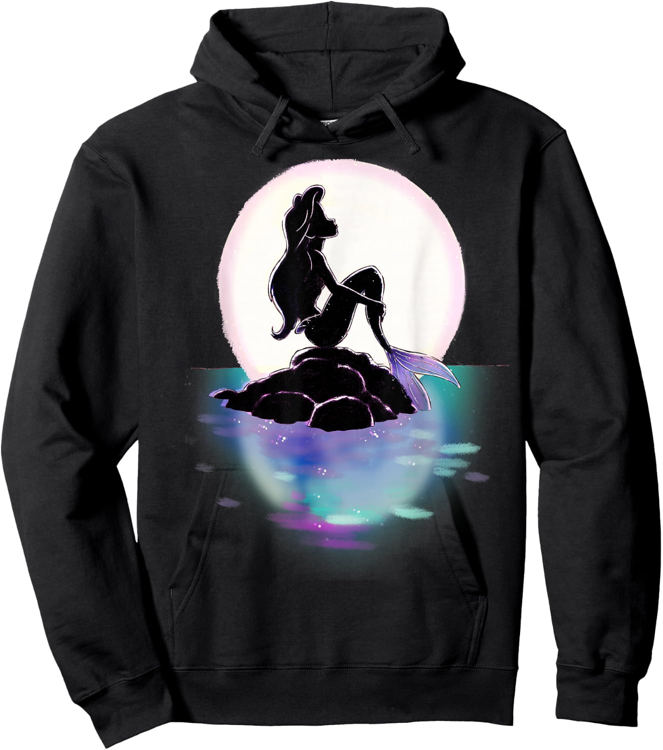 Disney Little Mermaid Ariel Colorful Sunset Moon Hoodie - Hoodie | Black