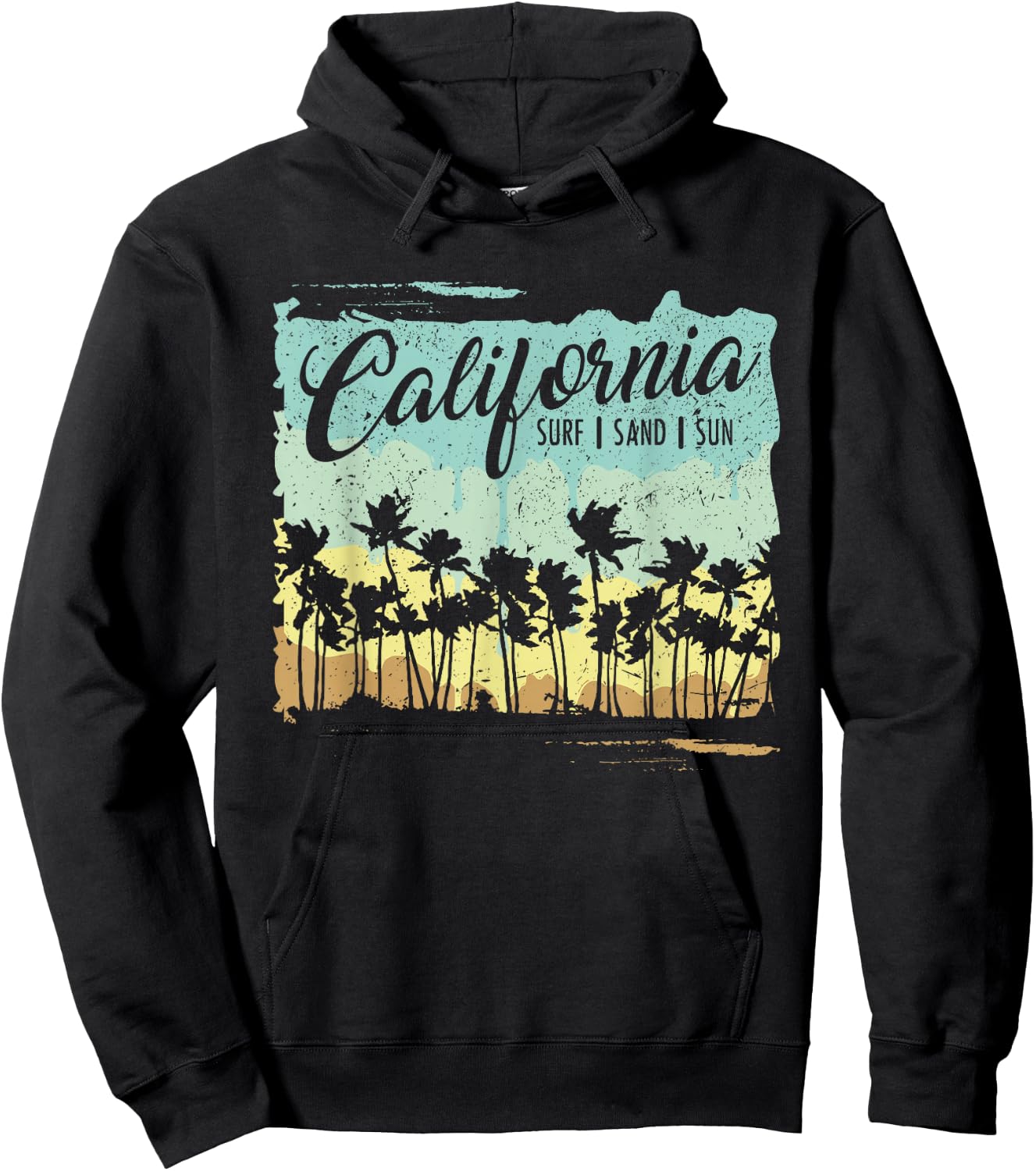 California - Surfing Beach Summer Vintage Retro Surf Gift Hoodie - Hoodie | Black