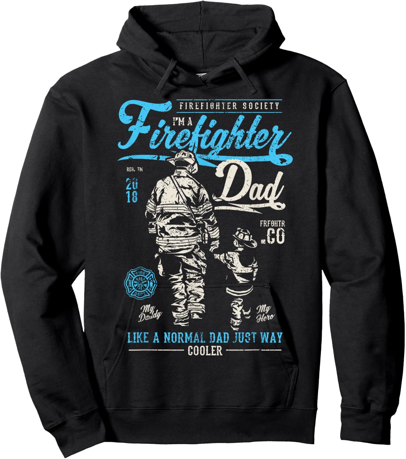 Firefighter Father's Day Retro Dad Xmas Gifts Hoodie - Hoodie | Black