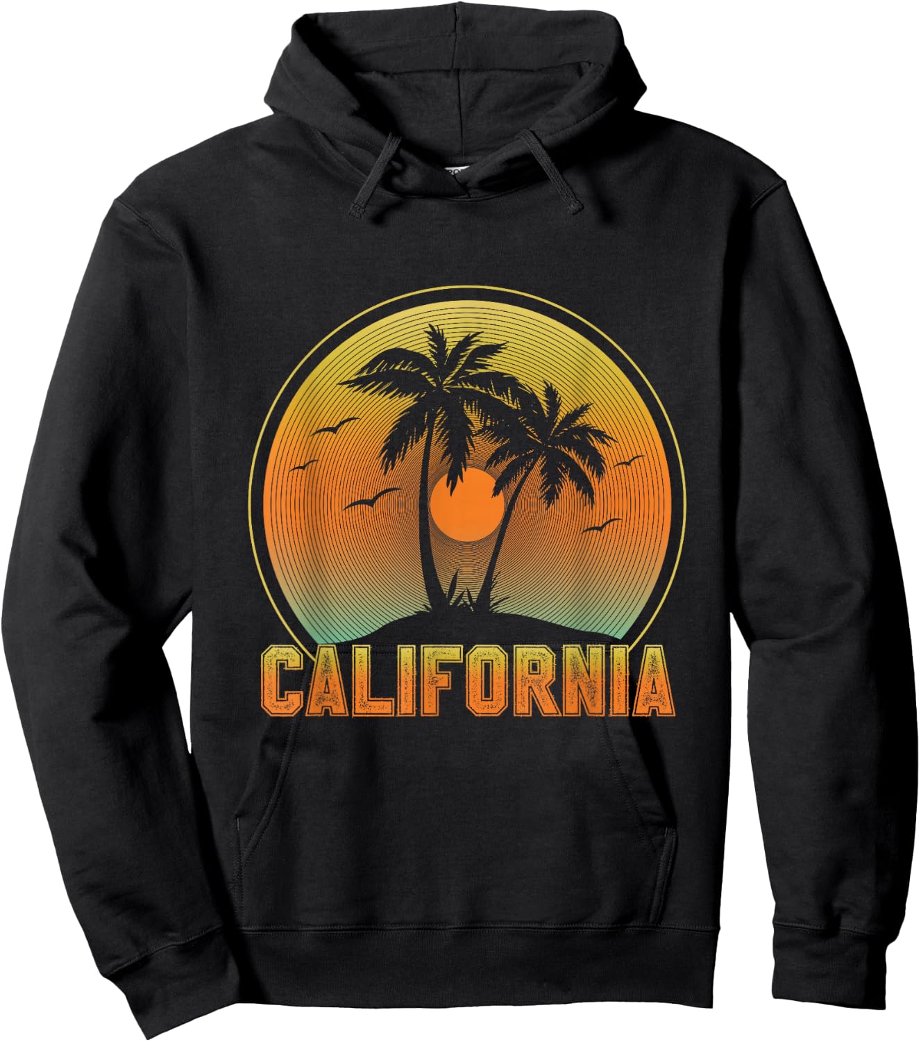 California Retro Vintage Beach Surf Summer Palm Trees Hoodie - Hoodie | Black