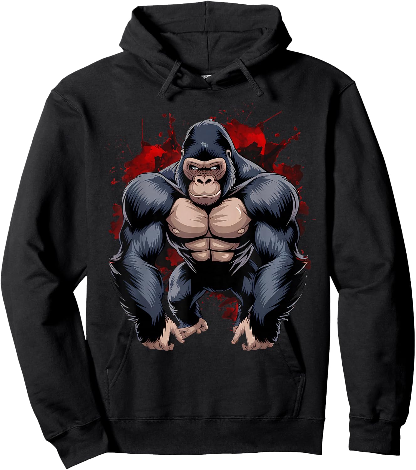 Gorilla Face Angry Growling Scary Silverback Gorilla Hoodie - Hoodie | Black