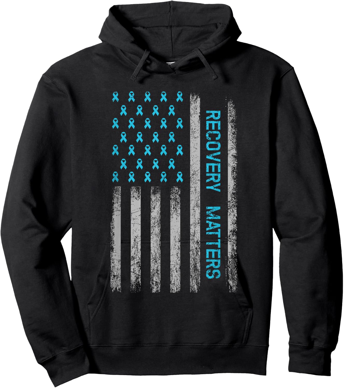Drug Alcohol Addiction Recovery Warrior - American Flag Small Hoodie - Hoodie | Black