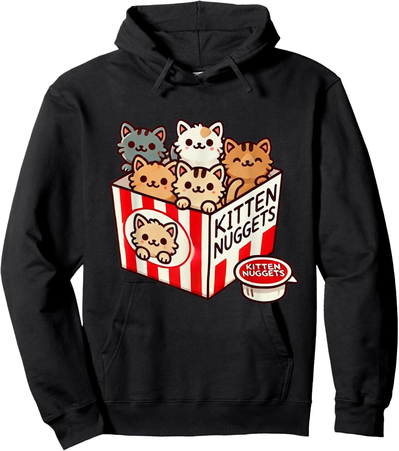 Kitten Nuggets Funny Cute Food Pun Cat Lover Chicken Nuggets Men Women Girls Kids Hoodie - Hoodie | Black